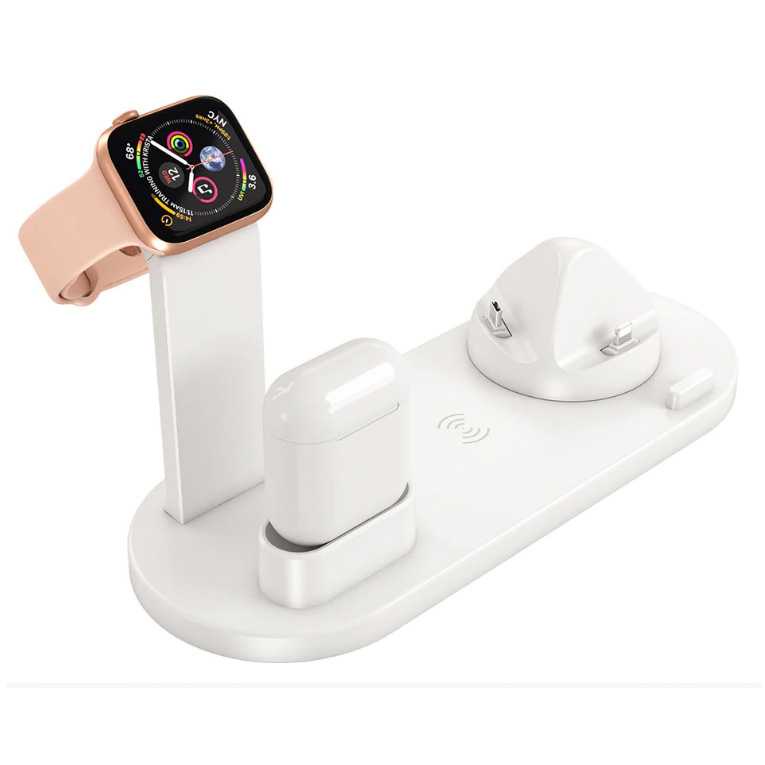 Charger Wireless Alat Multifungsi 15W Fast Charging 6 in 1 Wireless Charger Duck For Apple Watch Airpods Charger Micro USB Type C phone Stand