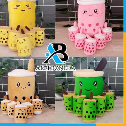➸ Boneka Boba Milk Tea Beranak 5 Induk 1 Bahan Berkualitas Tinggi Induk 30cm Terbaru - Boneka Berana