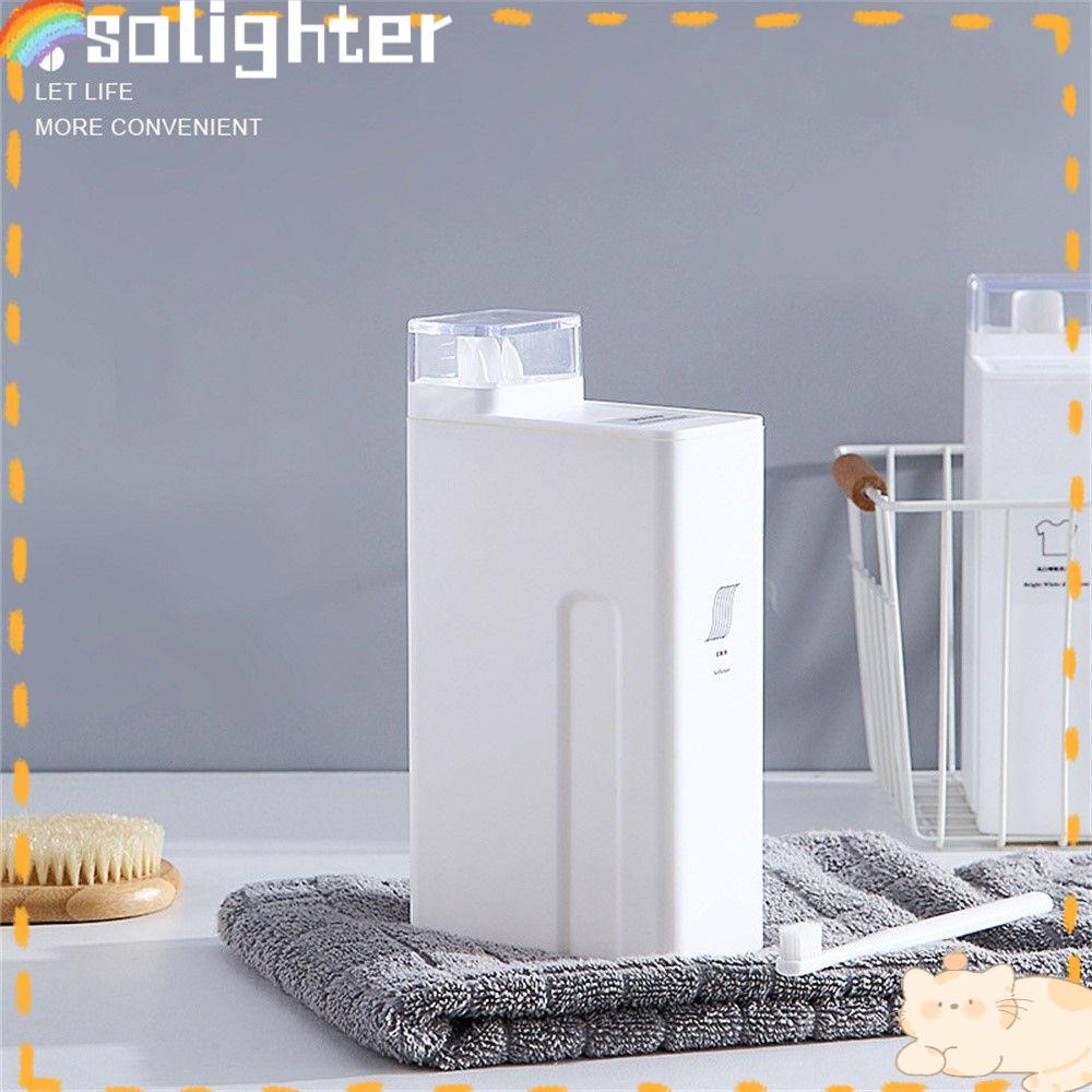 Solighter Laundry Detergent Bottle Perlengkapan Kamar Mandi Pelembut Putih Dispenser Shampo Isi Ulang