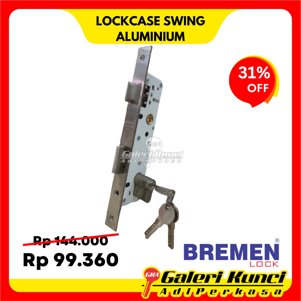 Lockcase Swing Aluminium BREMEN C385 Set Silinder Kunci Pintu Aluminium