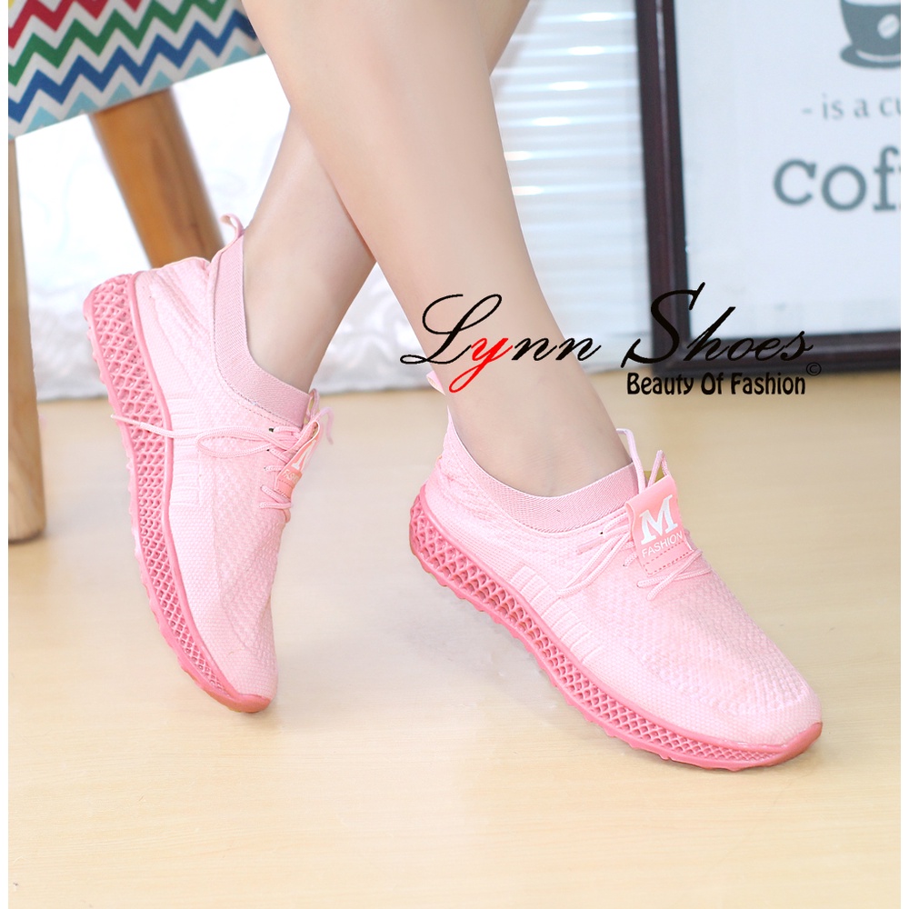 Lynn Sepatu Sneakers Running Wanita Tali SK13WJ - Hitam / Pink / Putih