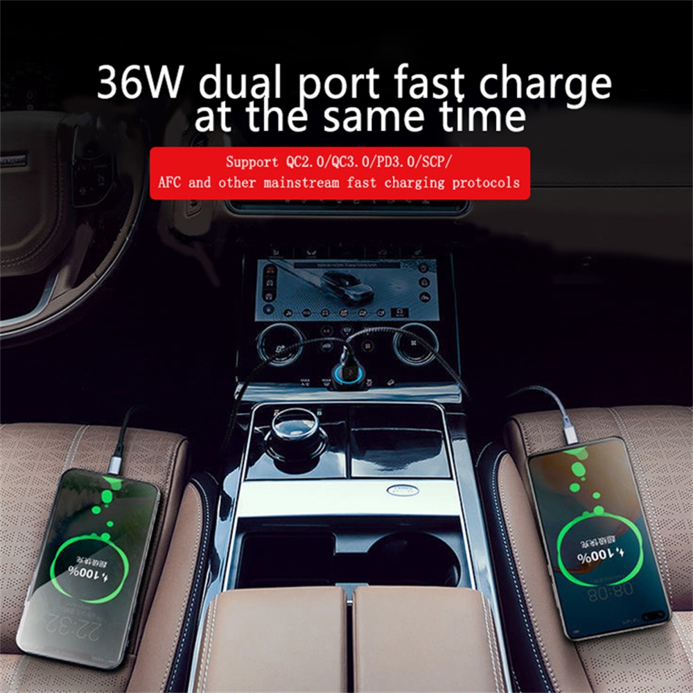 40w Dual PD Charger Mobil USB Type C Fast Charging Car Phone Socket Adapter QC 3.0 USB PD In Car Travel Charger Untuk iPhone Android