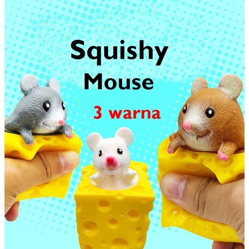 Mainan Squishy Tikus Keju Karet Silikon / Mainan Pencet Pop It Penghilang Stress