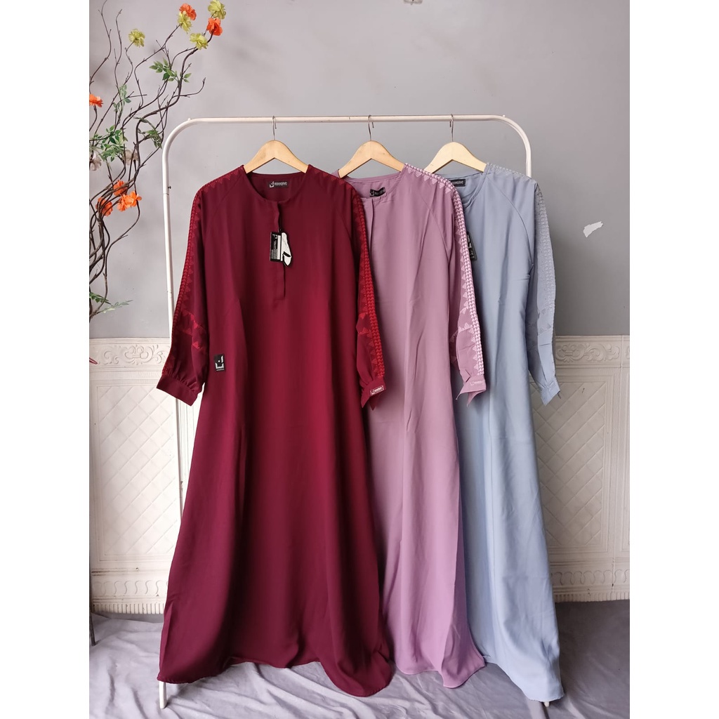 MERONA-GAMIS YOOMI DRESS BORDIR EXSLUSIVE ANNASIHAH/COD/gamis polos/gamis basic bordir