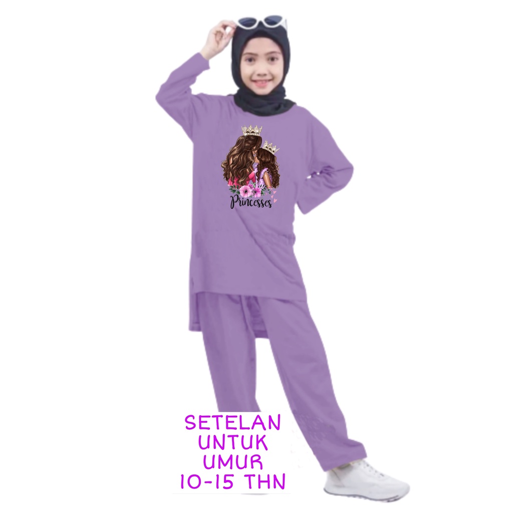 Setelan Anak Perempuan Remaja Bahan Kaos Babyterry Kaos Lengan panjang dan Celana panjang Oversixze XXL 10 11 12 13 14 15 Tahun . One Set Anak Perempuan Terbaru 2023 Viral Stelan Remaja Kekinian Setelan Baju Anak Tanggung Princess