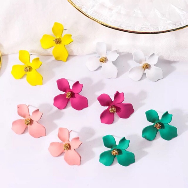 Anting Bunga Permen Warna Manis / Statement Earrings Candy Color Flower Sweet Ear Studs AM2