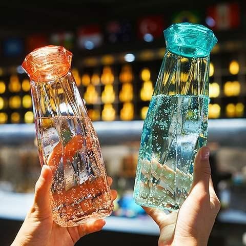 Botol Kaca Diamond isi 420ml GQ-1 Botol Minum Kaca