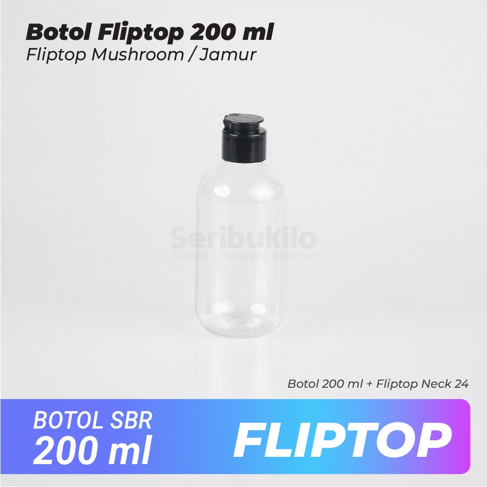 Botol Fliptop SBR 200 ml/Botol PET 200 ml Fliptop Mushroom/Jamur SBR