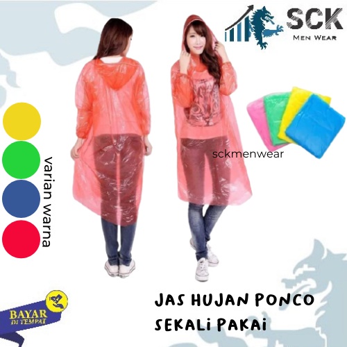 Jas Hujan Plastik  Dewasa Sekali Pakai Poncho (GG) - sckmenwear GROSIR