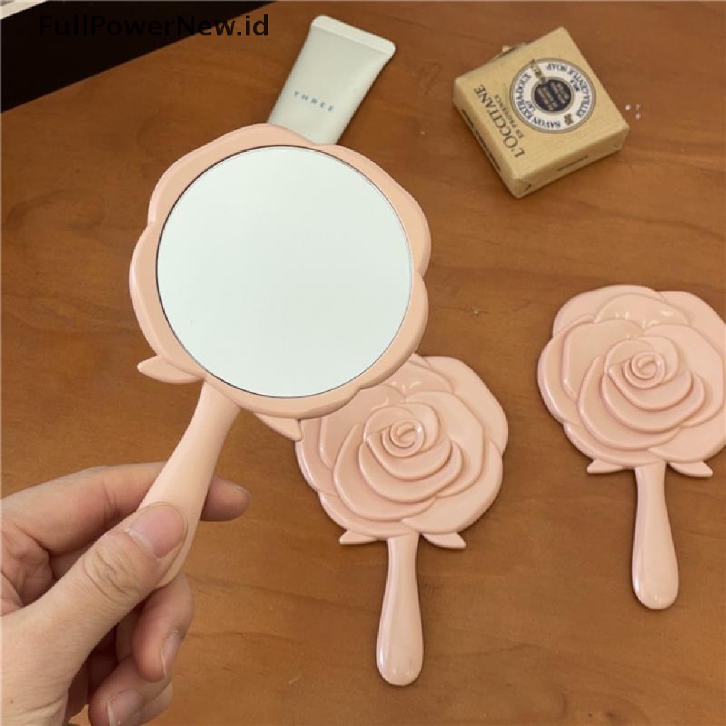 Power Handheld Vanity Mirror Vintage Rose Cermin Rias Cermin Tangan Pocket Mirror ID