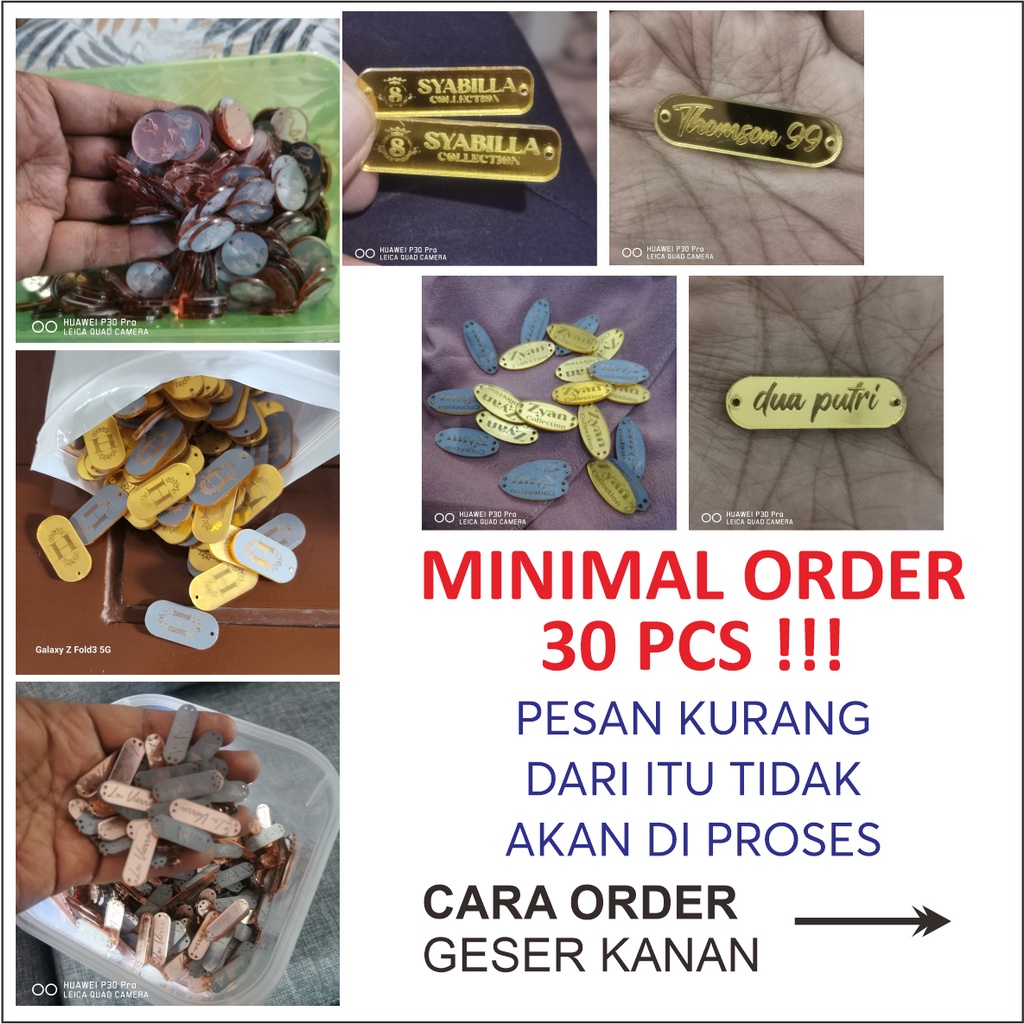 [MINIMAL 30PCS] Label akrilik mirror Gold