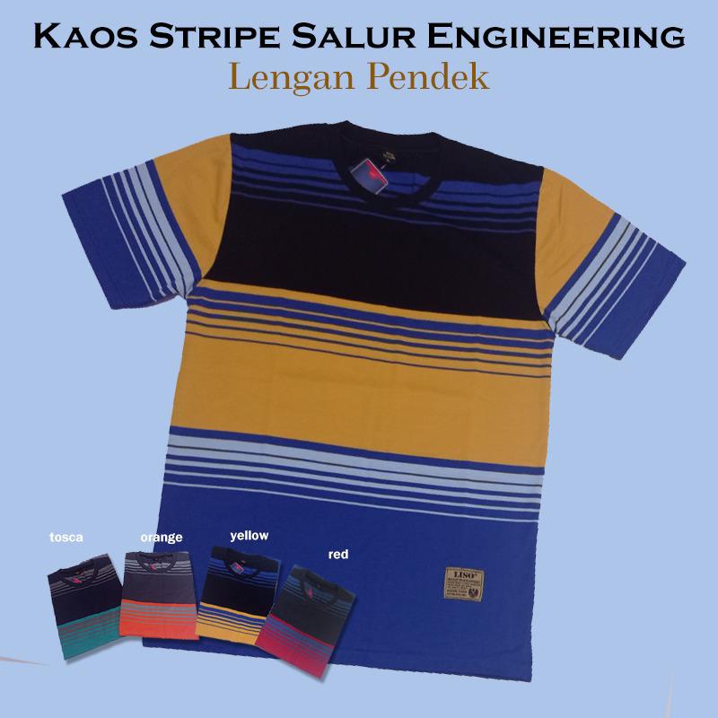 Kaospolos - Kaos stripe salur engineering | kaos belang garis garis lengan pendek 7884