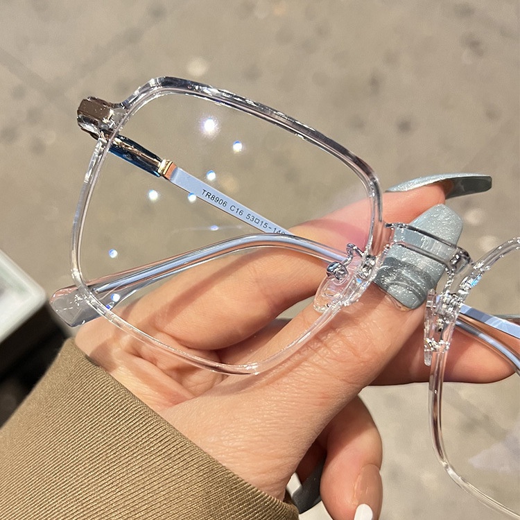 Kacamata Anti Radiasi Wanita Pria Lensa Square Replaceable