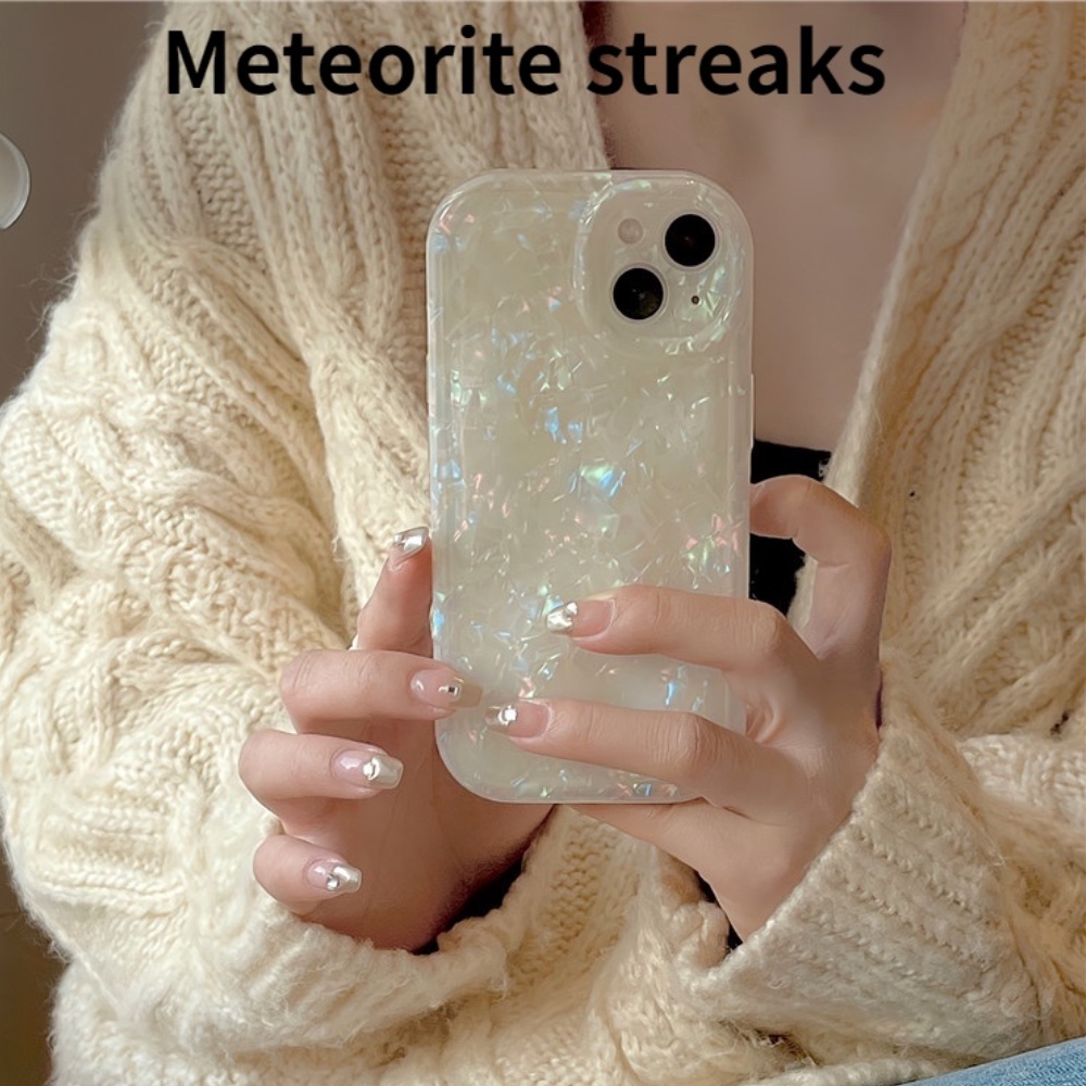 IPHONE Casing Motif Cangkang Mimpi Berkilau Motif Meteorite Streak Mewah Untuk Iphone12 11 13 Pro Max 14 Pro Max14 Plus Soft IMD Silicone Cover Soft Casing