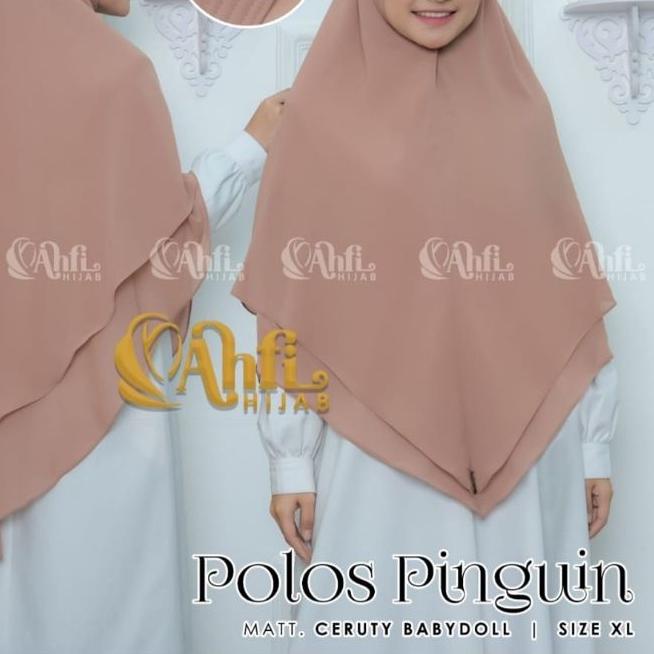 ▼ HIJAB KHIMAR CERUTY BABYDOLL MODEL PINGUIN POLOS SIZE XL JUMBO BY AHFI HIJAB/ANISAH HIJAB ☋