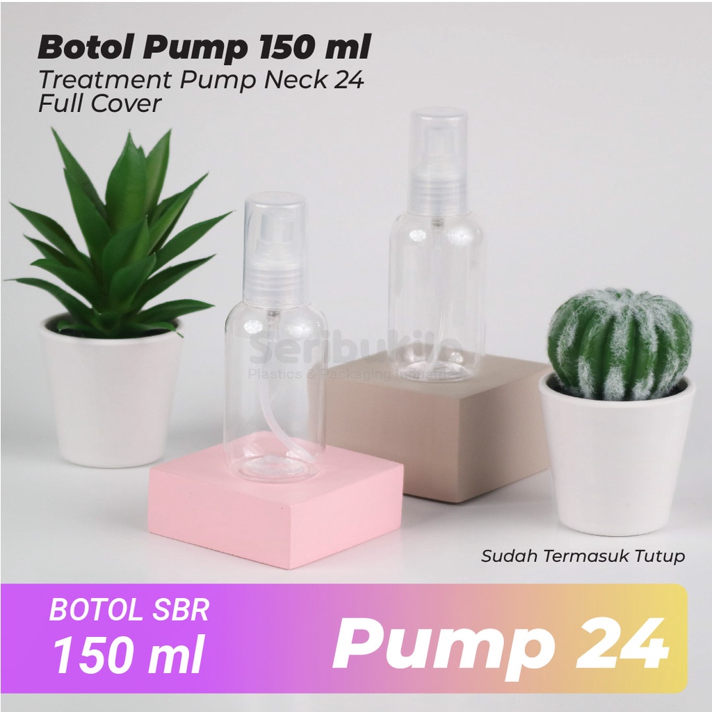 Botol Pump 150 ml SBR Clear /Botol PET Treatment Pump 150 ml Clear Full