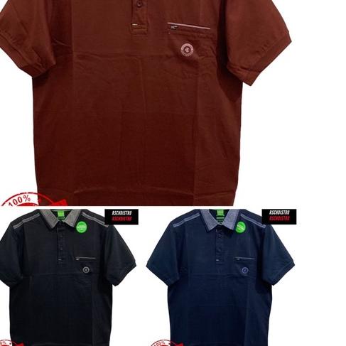 ✺ READY JUMBO BIG SIZE  Kaos Kerah Fashion Pria HUGO CLASS Original Combet Kombinasi Kerah Kantong M