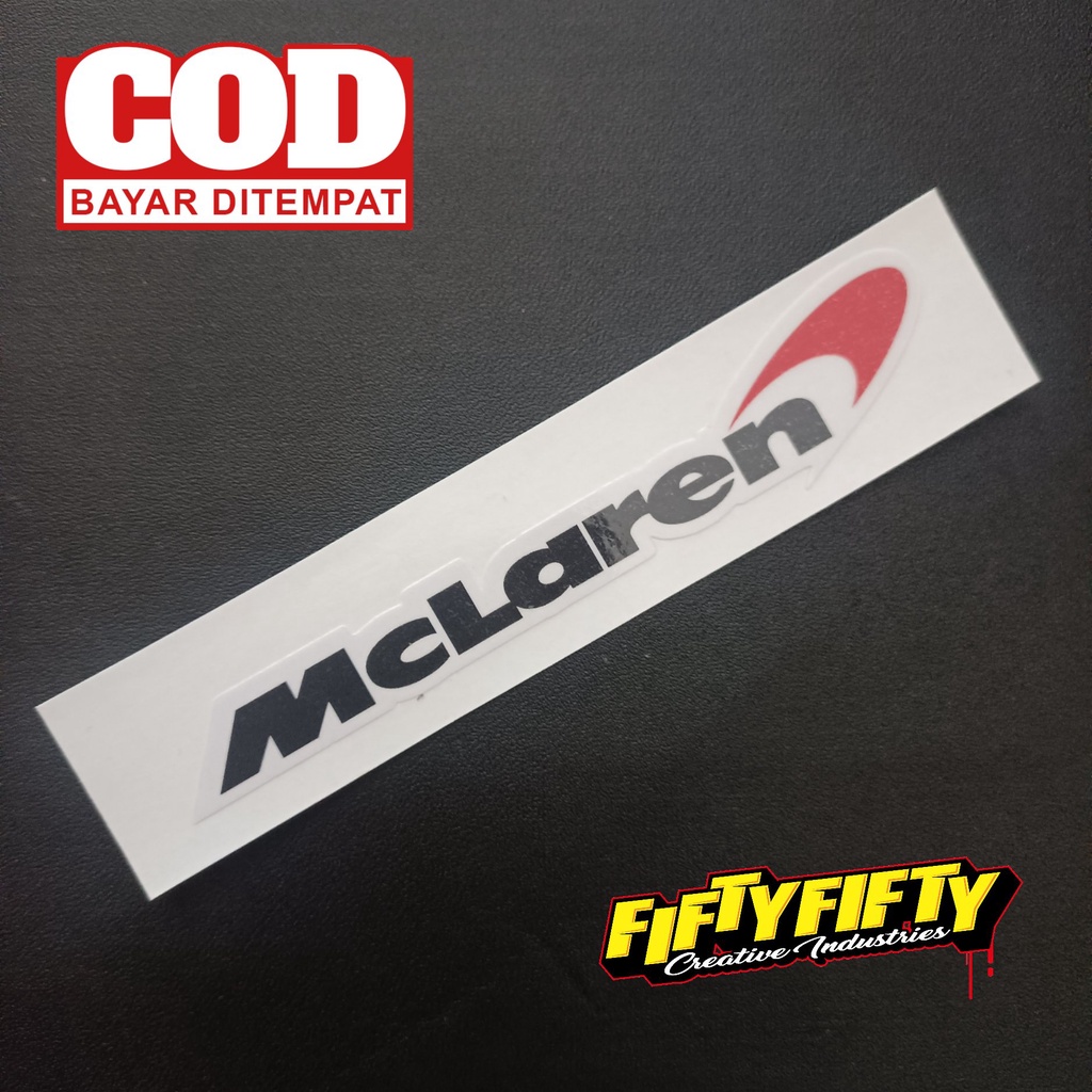 Stiker Print Cut MCLAREN Stiker Printing Laminasi Glossy Stiker Motor Mobil Helm Sudah Membentuk Pola Desain