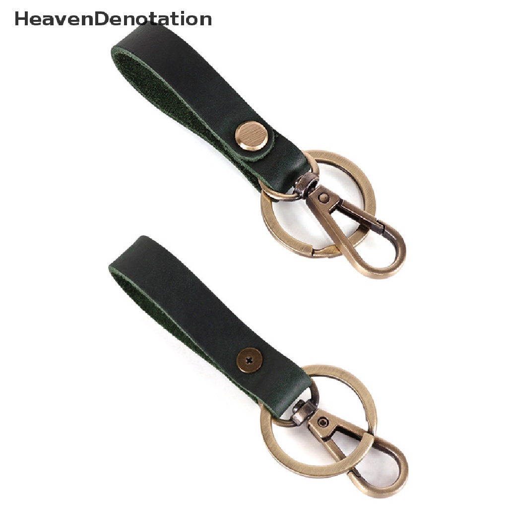 [HeavenDenotation] Kulit Gantungan Kunci Handmade Pribadi Key Fob Dengan Sabuk Loop Klip Tahan Lama Terukir Gantungan Kunci Untuk Mobil Motor Rumah Keys HDV