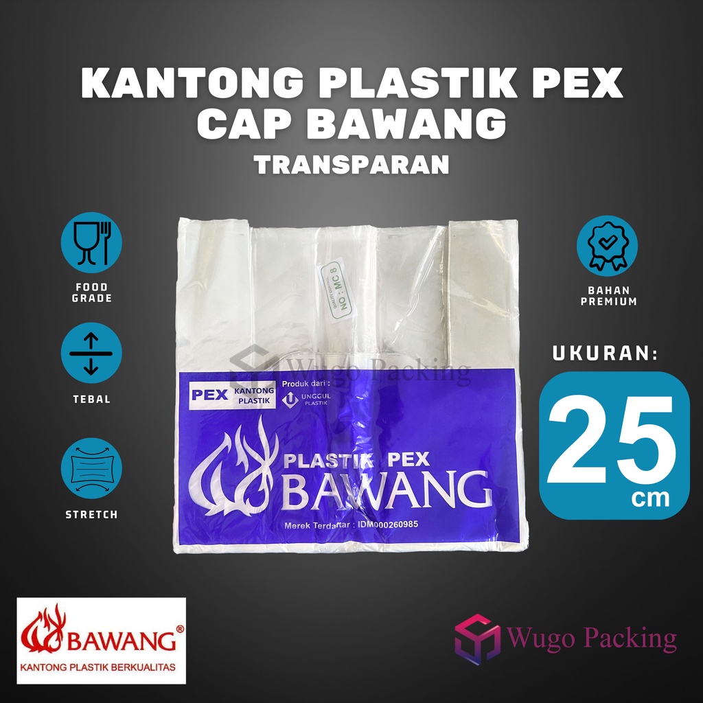 Kantong Plastik Bawang Ukuran 25 x 48 cm PE PEX Kresek Bening