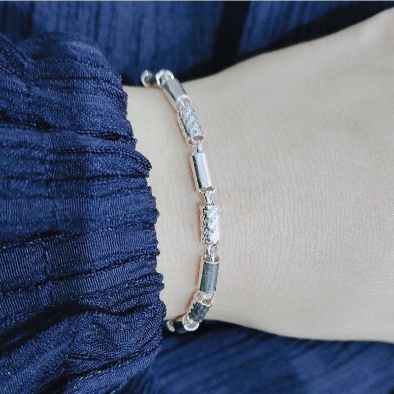 Gelang Perak Asli Motif Tabung / Pipa Remaja dan Dewasa - Gelang Perak Murni