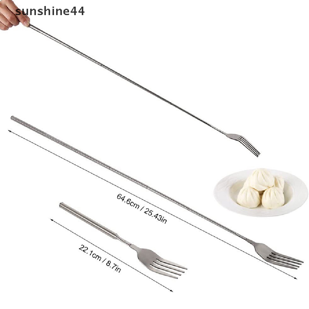 Sunshine Retro Garpu BBQ Teleskopik Extendable Dinner Dessert Gagang Panjang Fork Tableware ID