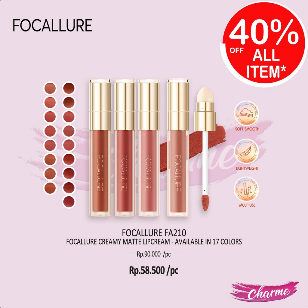 (READY&amp;ORI) Focallure Velvet Creamy Matte Lipcream AmberGold Sponge Lip FA210 FA 210