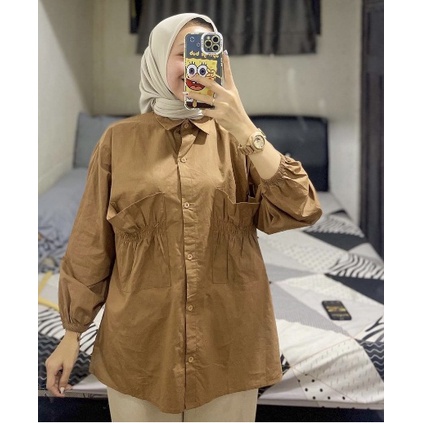 CANTIKA TOP / KEMEJA KATUN POPLIN POCKET / ATASAN BAJU WANITA / BLOUSE WANITA