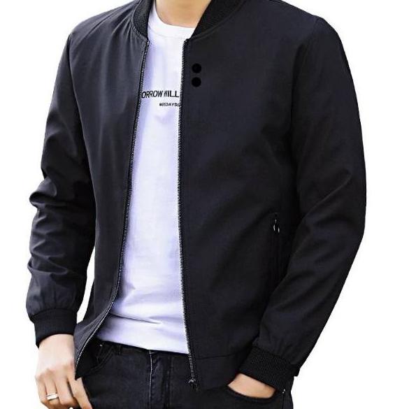 ▲ JAKET PRIA / JAKETParasut Pria Hitam / Jaket BOMBER Polos Prasut Hitam Navy Ukuran M L XL XXL ●