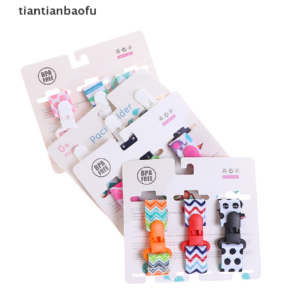 [tiantianbaofu] 3pcs/set Klip Dot Bayi Rantai Dummy Clip Nipple Holder Untuk Nipples Boutique