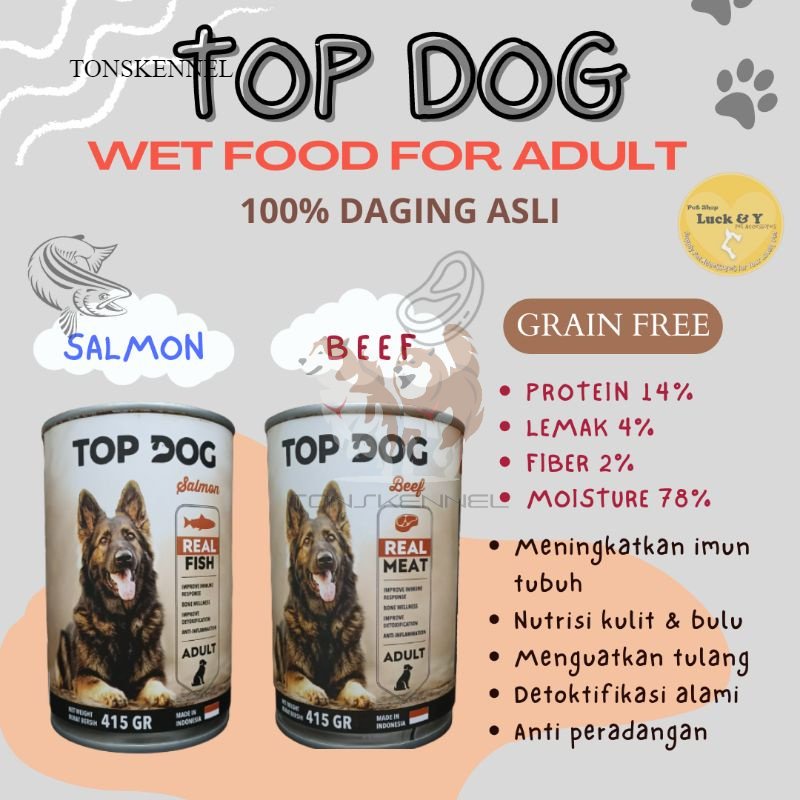 Makanan Basah Anjing Wet Food Top Dog (Adult - 415 gram) Dewasa