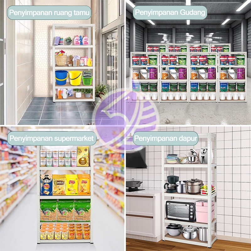 Pocket Dragon Rak Besi Siku 5 susun serbaguna rak Besi boltless Gudang shelves Gratis kaki karet