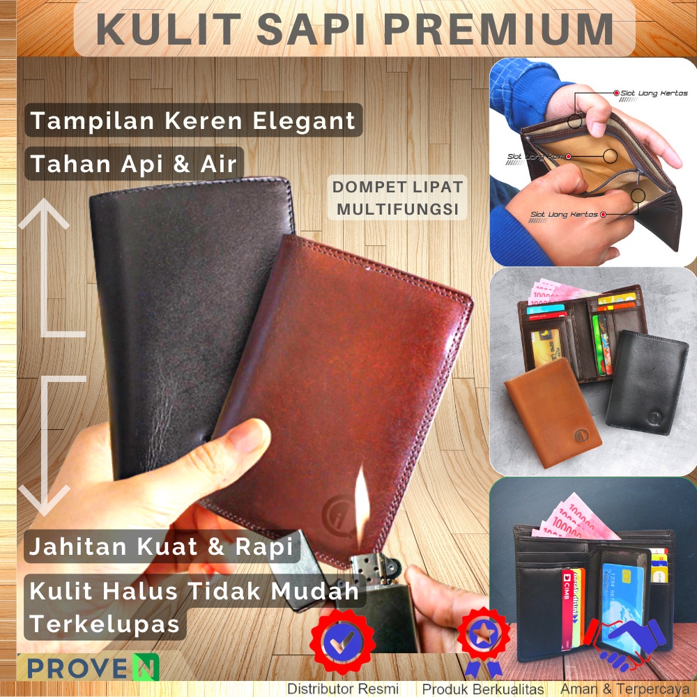 Dompet Kulit  Dompet Kartu Lipat Kulit Sapi Asli Kualitas 16 Slot D003Q