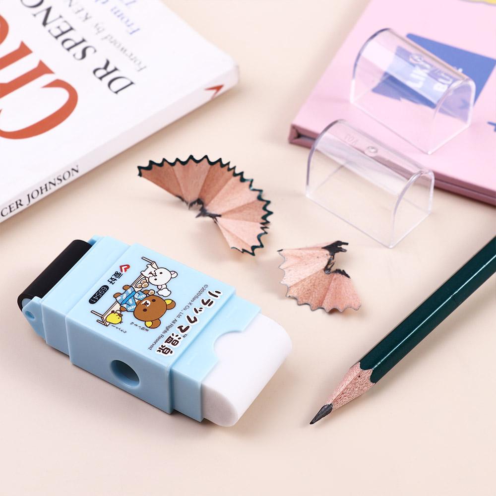 Mxbeauty 3in1 Pensil Sharpener Eraser Roller Kawaii Anak Perlengkapan Seni Alat Tulis Siswa Sekolah Alat Kantor Menggambar Sketsa Built-in Cleaning Roller