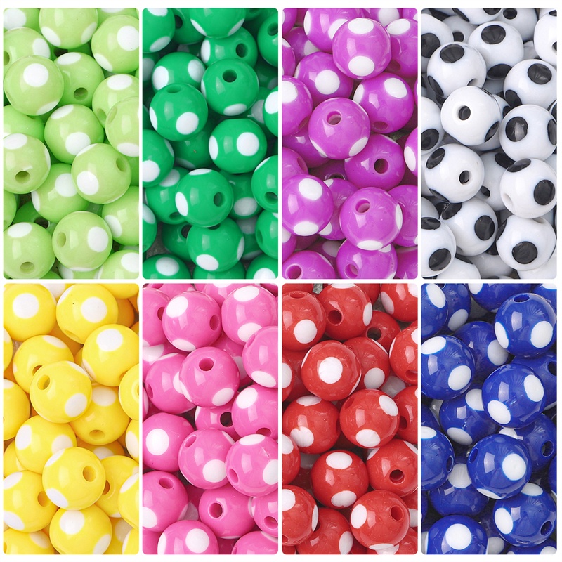 Diy Gelang Aksesoris Multi-Warna Blok Akrilik Berwarna Manik-Manik orb Dicat Manik-Manik 12mm Membuat Perhiasan Departemen Interval Bulat 10pcs