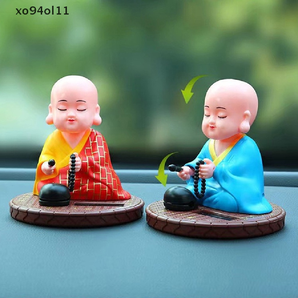 Xo Solar Powered Bobble Shaking Head Dancing Mainan Buddha Monk Doll Patung Patung Mobil Dash Board Dekorasi OL