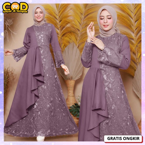 Gamis Long Maxi Wedding Party Gamos Wanita Syar`I Terbaru2023 Gsmis Wanita Dewasa Syari Model Kekini