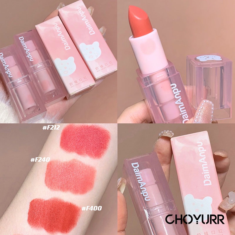 【COD】Daimanpu Lipstick Pink Bear 4 Warna Matte Waterproof Long Lasting Lip Stain Lip Cream Lip Glaze Lip Gloss Non-Stick Cup Bibir Makeup -CH