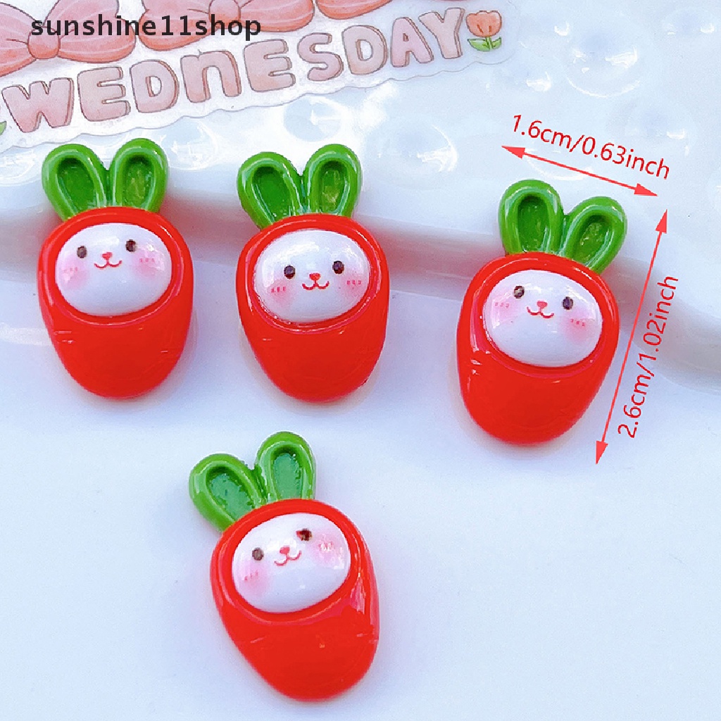 Sho 10Pcs Kartun Tahun Baru Kelinci Resin Kerajinan Anak DIY Jepit Rambut Hiasan Kepala N