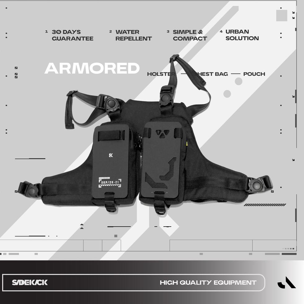 SALE TERBATAS Sidekick Project ARMORED Holster Warna Hitam Multifungsi (Chest Bag + Tactical Bag + R