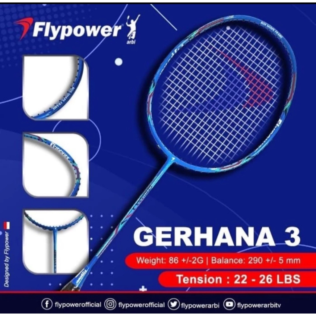 RAKET BADMINTON FLYPOWER GERHANA 3 ELANG 3 100% ORIGINAL