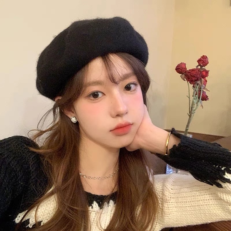 Roselife Korea Retro Hitam Putih Camellia Anting Untuk Wanita Gadis Baroque Mutiara Bunga Anting Fashion Telinga Perhiasan Hadiah