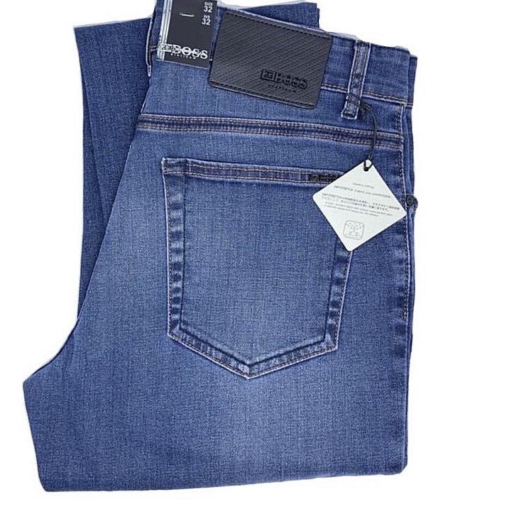 Terlaris Celana Pria Jeans boss ORI ZG BOSS Standard Stretch Blue Whisker ✪ere✰