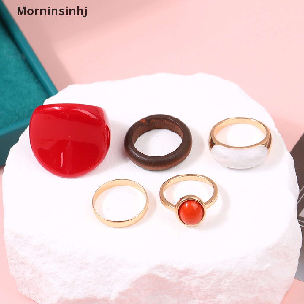 Mornin 5/6Pcs Emerald Ring Knuckle Rings Untuk Wanita Gadis Fashion Perhiasan Aksesoris Wanita Gadis Knuckle Ring Finger Rings Set Hadiah id