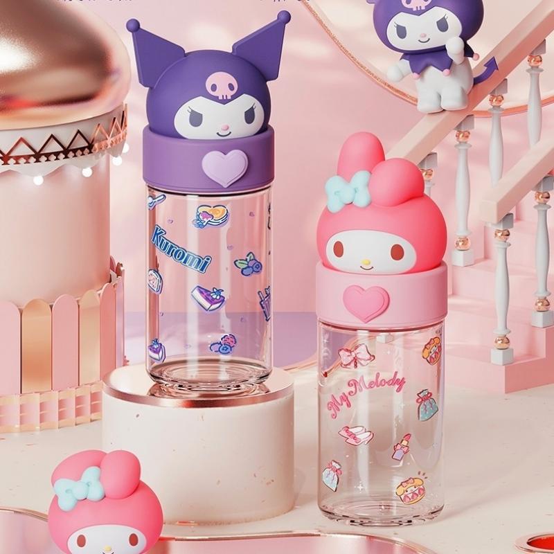 Kawaii Sanrioed Botol Air Kuromi Cinnamoroll Pompompurin Kartun Anime Gelas Boneka Cup Lengan Mainan Untuk Anak-Anak Laki-Laki Perempuan Hadiah