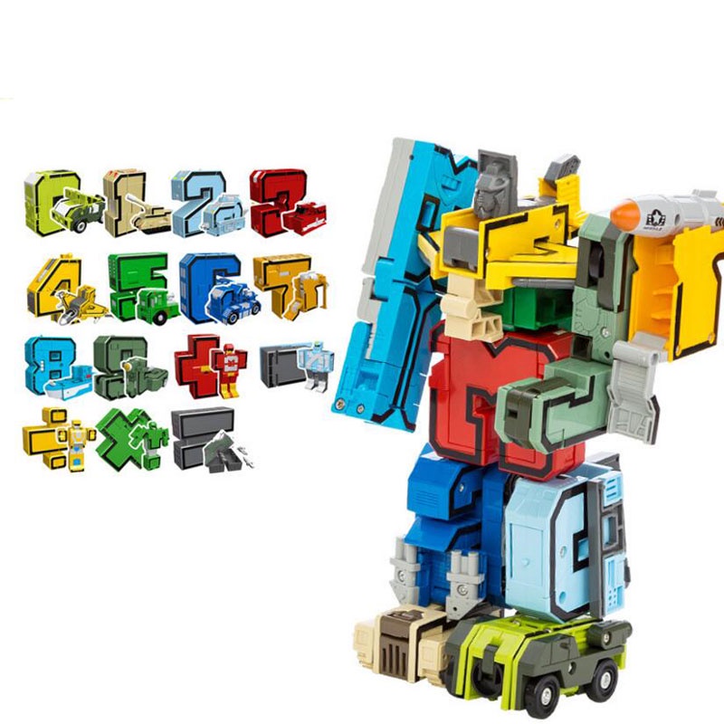 Blok Edukasi Kreatif Merakit Action Figure Transformasi Angka Deformasi Robot Mainan Untuk Anak