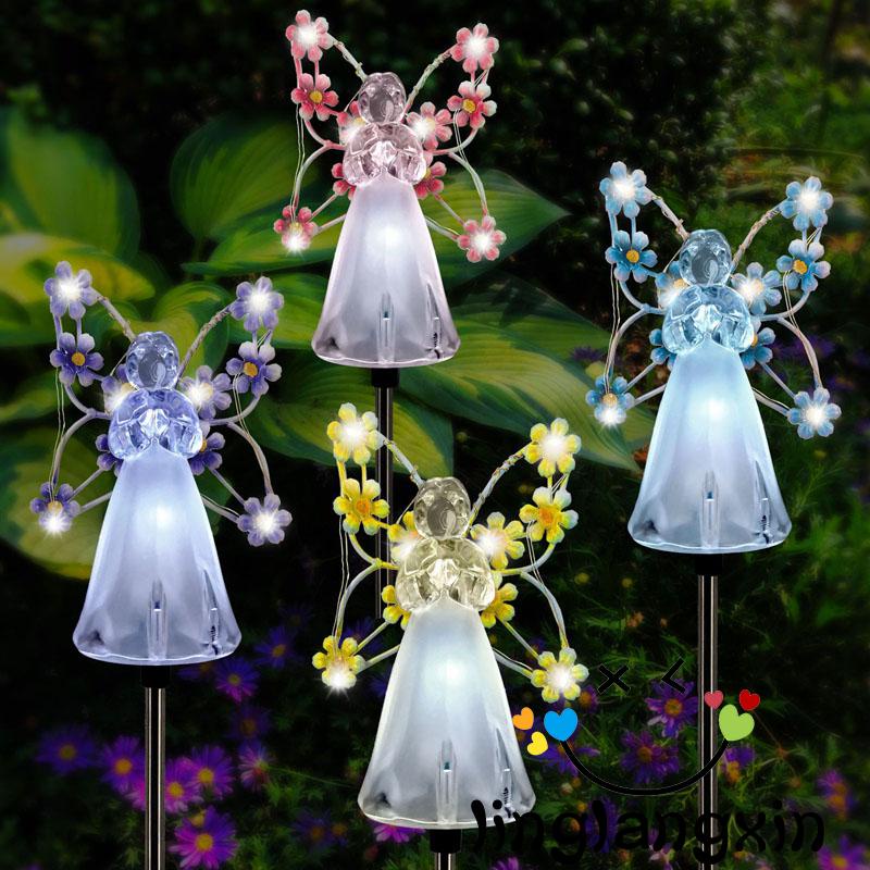 Llx-lampu Energi Surya Angel Shaped Yard Light Outdoor Waterproof Taman Hias