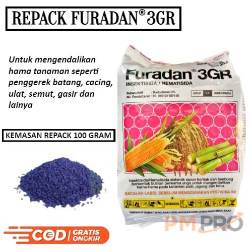Insektisida / Nematisida Furadan 3gr Repack 100 Gram Obat Racun Untuk Pembasmi Hama Semut Ulat Graya