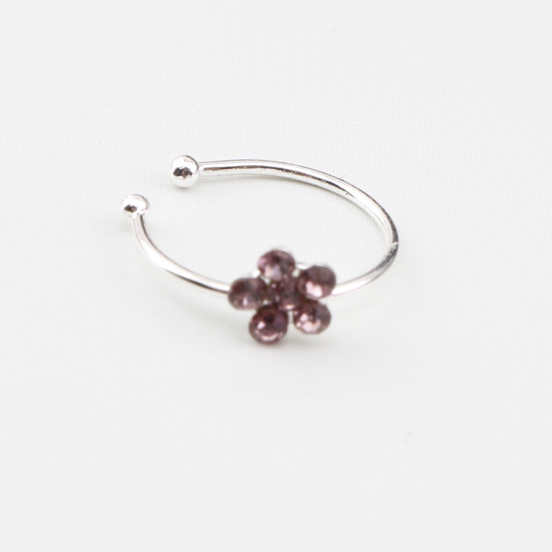 Cincin Hidung Desain Plum Aksen Berlian | Kuku Hidung Bahan 925 Silver | Perhiasan Tindik | Aksesoris Pria Dan Wanita | Sendok Garpu Bahan Stainless Steel