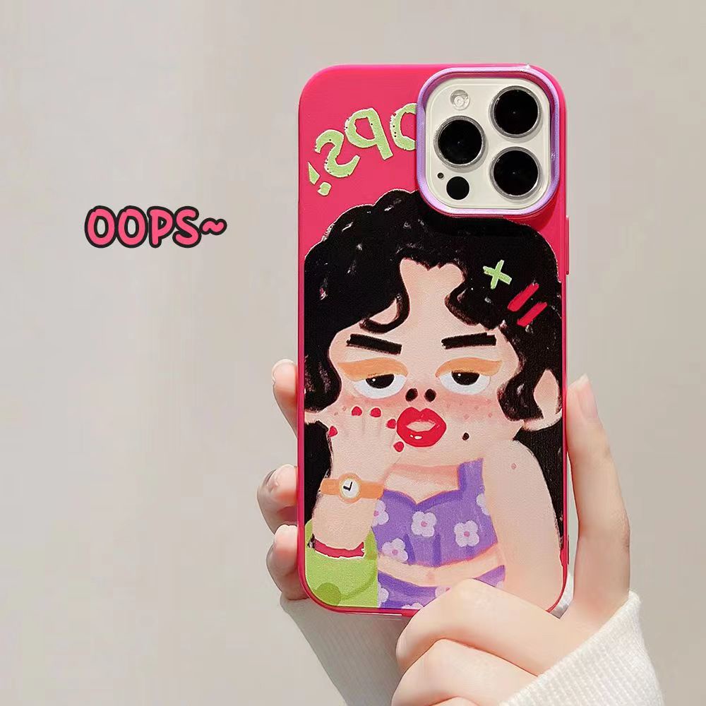 IPHONE Ins Pola Lucu Cocok Untuk Iphone14 14pro 14plus 13 13mini 13pro 13prm iPhone12 7Plus 8Plus Xr XS 13 12mini Pro Max Empat Sudut Casing Ponsel Tahan Guncangan